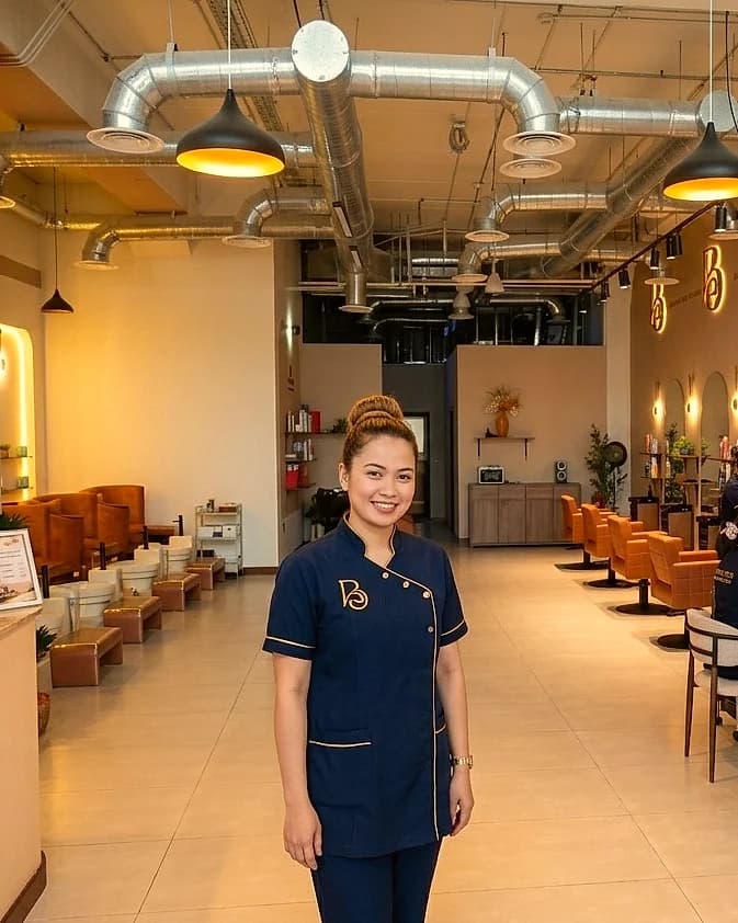 Inside the centre — reception and the styling floor