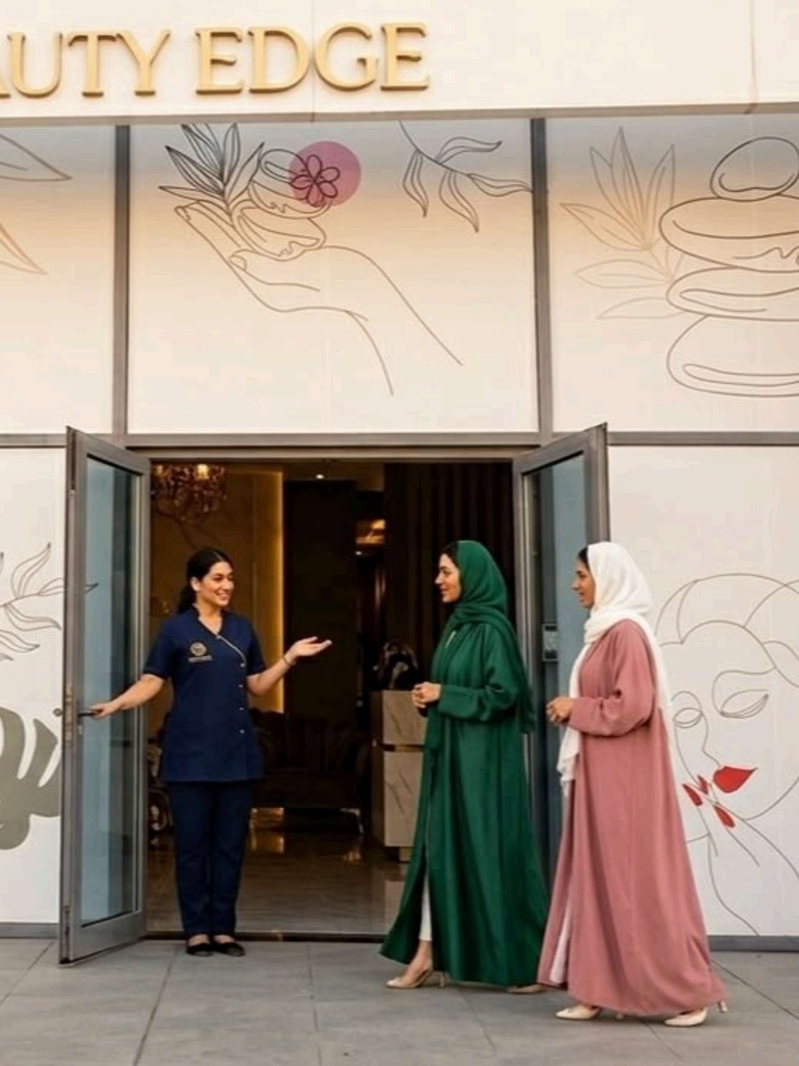 Guests being welcomed at the Al Rakah branch entrance, Al Khobar